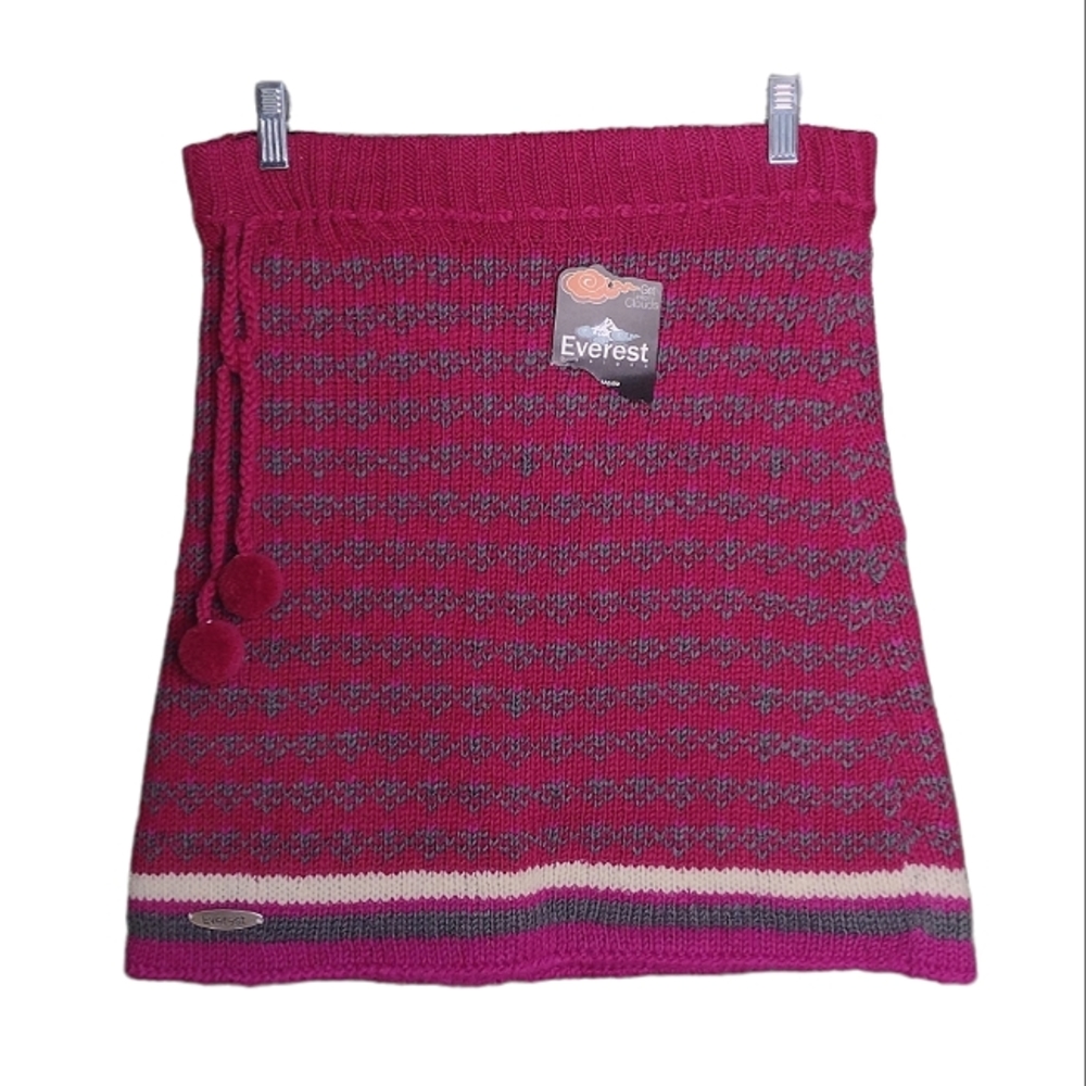Everest fully lined wool skirt pom pom drawstring tie M NWOT